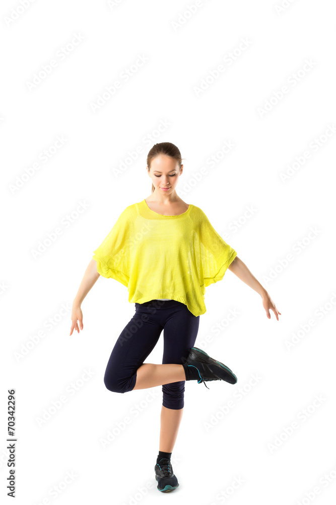 Young slim beautiful girl is engaged in fitness Young slim beautiful girl is engaged in fitness