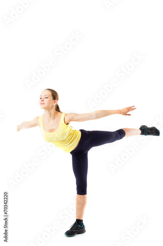 sporty girl doing stretching exercises