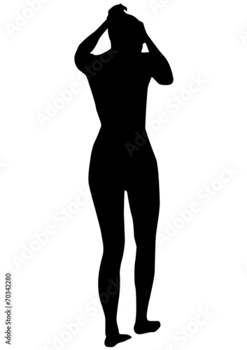 girl straightens hair