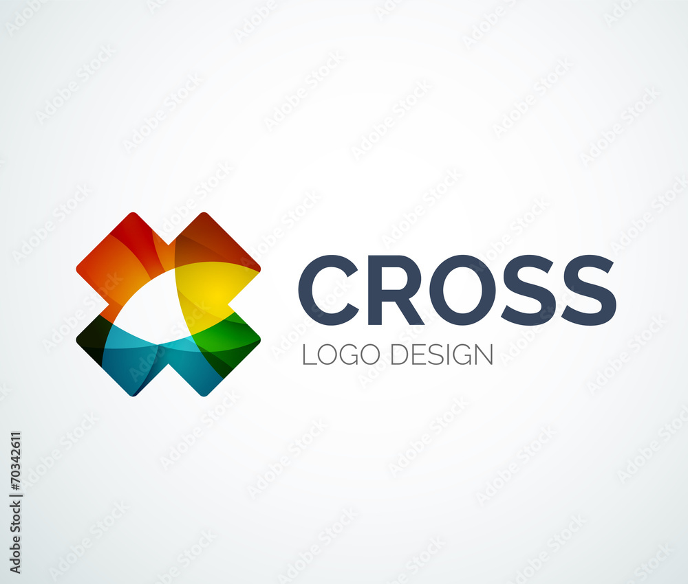 Cross logo design made of color pieces