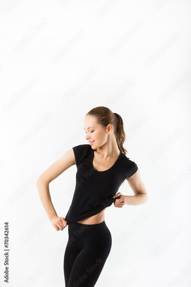 Sports girl doing exercises isolated Sports girl doing exercises isolated