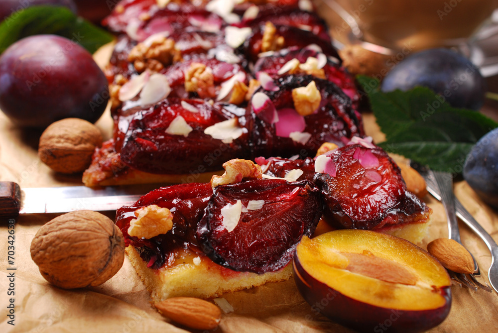 plum cake with almonds and walnuts plum cake with almonds and walnuts