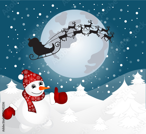 Card with Santa and snowman. vector © lilichka2014