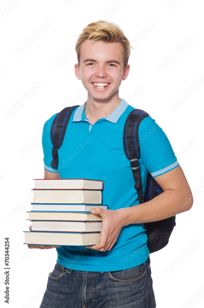 Young student isolated on the white background
