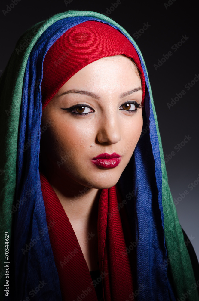 Portrait of the young woman with headscarf Portrait of the young woman with headscarf