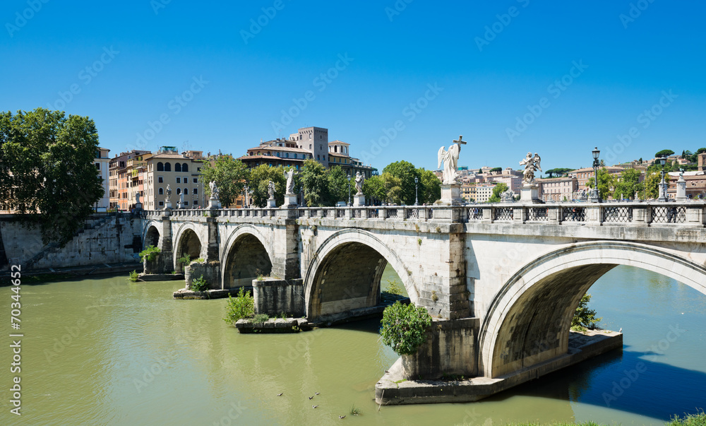 Fototapeta premium bridge on Tiber river in Rome, Italy