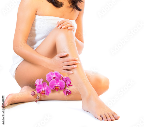body and care legs with orchids