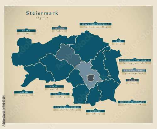Moderne Landkarte - Steiermark AT