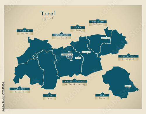 Moderne Landkarte - Tirol AT