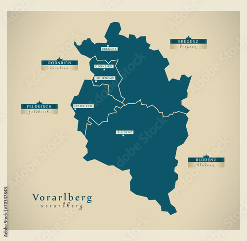 Moderne Landkarte - Vorarlberg AT