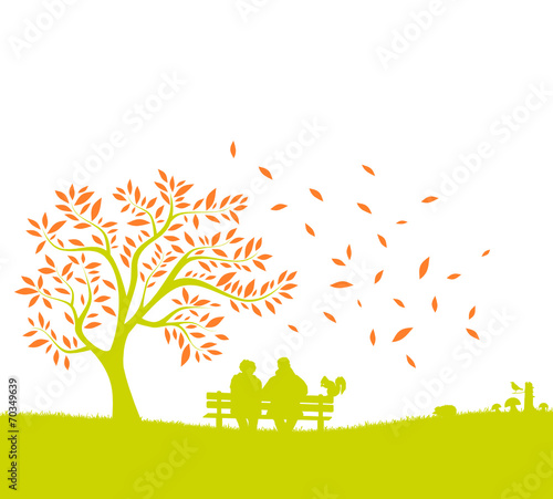 Herbst Wiese Baum