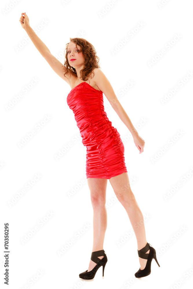 Full length woman in elegant red dress Full length woman in elegant red dress