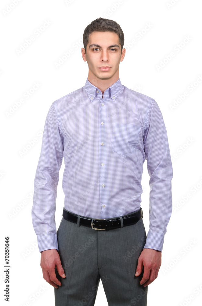 Male model with shirt isolated on white Male model with shirt isolated on white