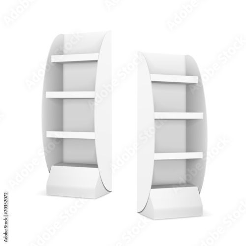 blank displays with shelves