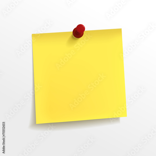 blank yellow note paper with pin
