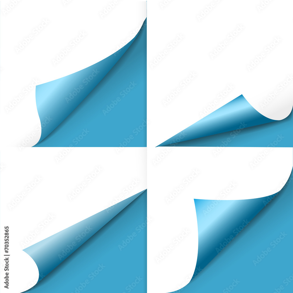 blank sheet of paper with page curl set blank sheet of paper with page curl set