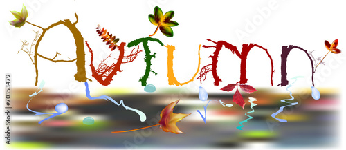 Autumn sign of twigs and leaves