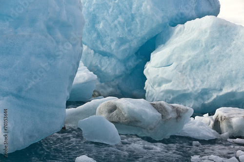 Blue Ice Rocks split from 1500 year old glacier - Iceland