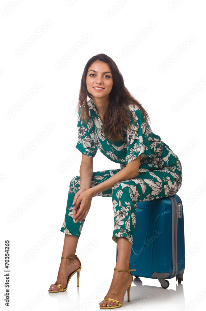 Woman with suitcase ready for vacation Woman with suitcase ready for vacation