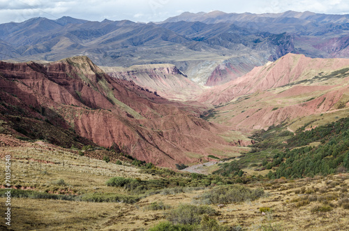 Red-colored Tibetan geological structures near Lajiaxiang city a