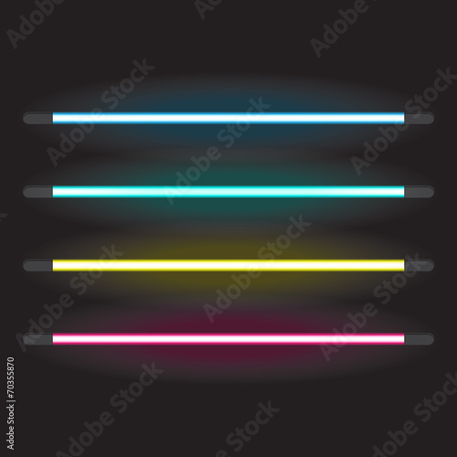 Set of neon tube lights