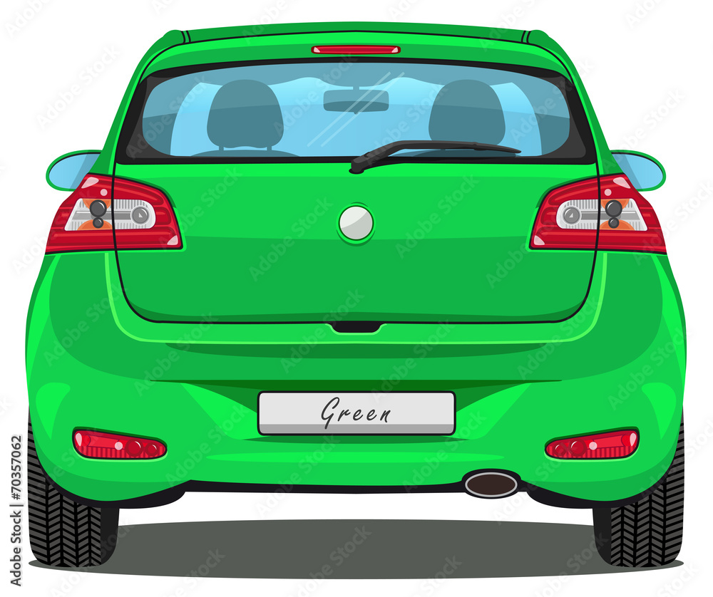 Vector Car - Back view - Green - with visible interior