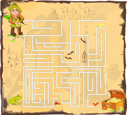 Сhild play with leprechaun and a treasure chest