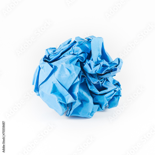 crumpled blue paper isolet