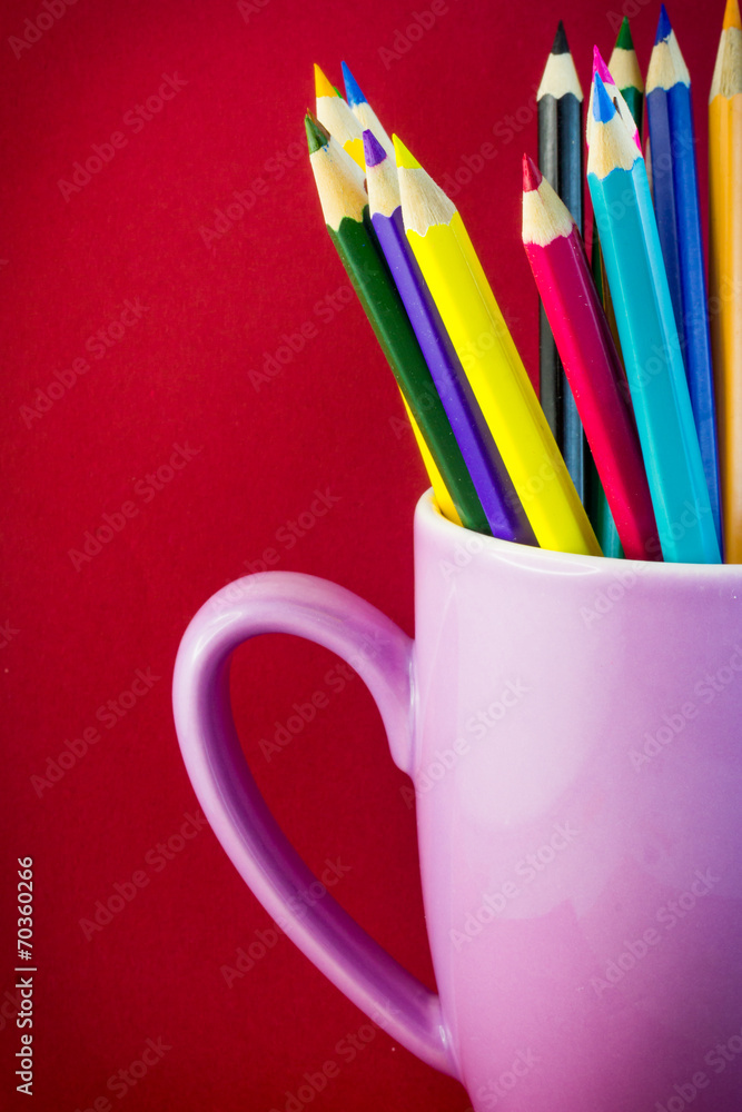 Colored pencils in a cup Colored pencils in a cup