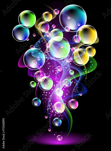 Smoke and versicoloured bubbles