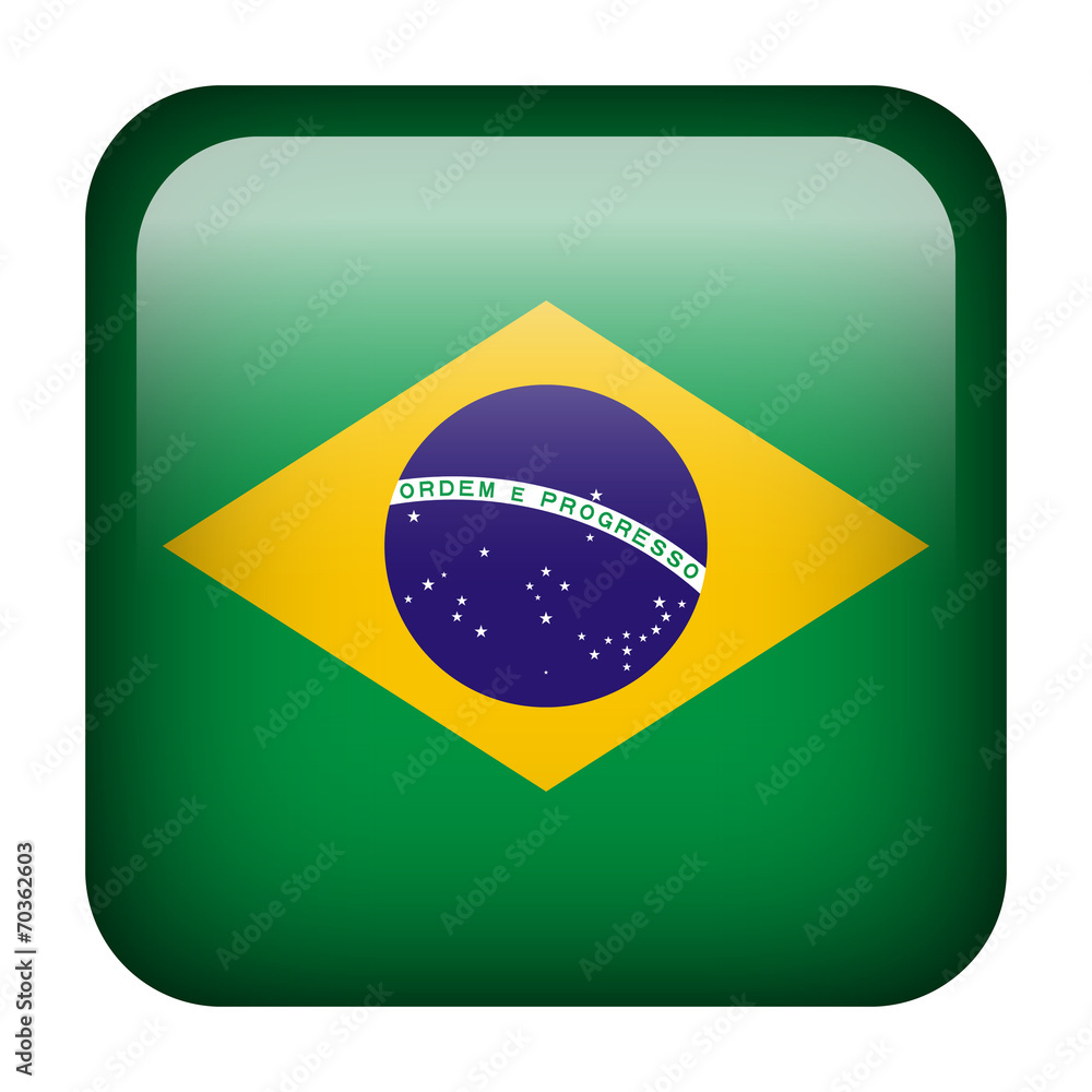 Obraz premium Brazil square flag button
