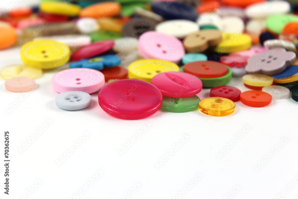 Coloured haberdashery buttons with copy space Coloured haberdashery buttons with copy space