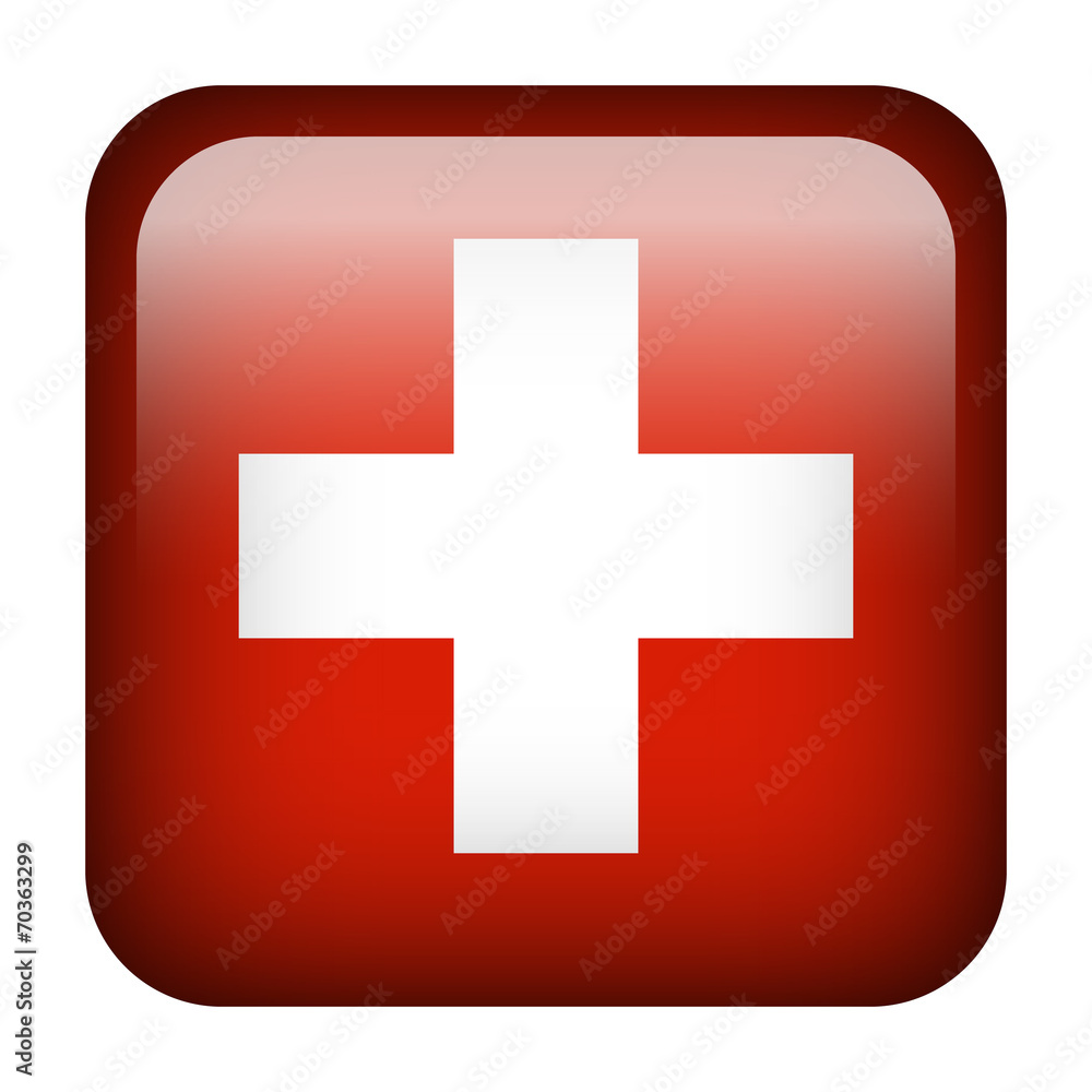 Obraz premium Switzerland square flag button