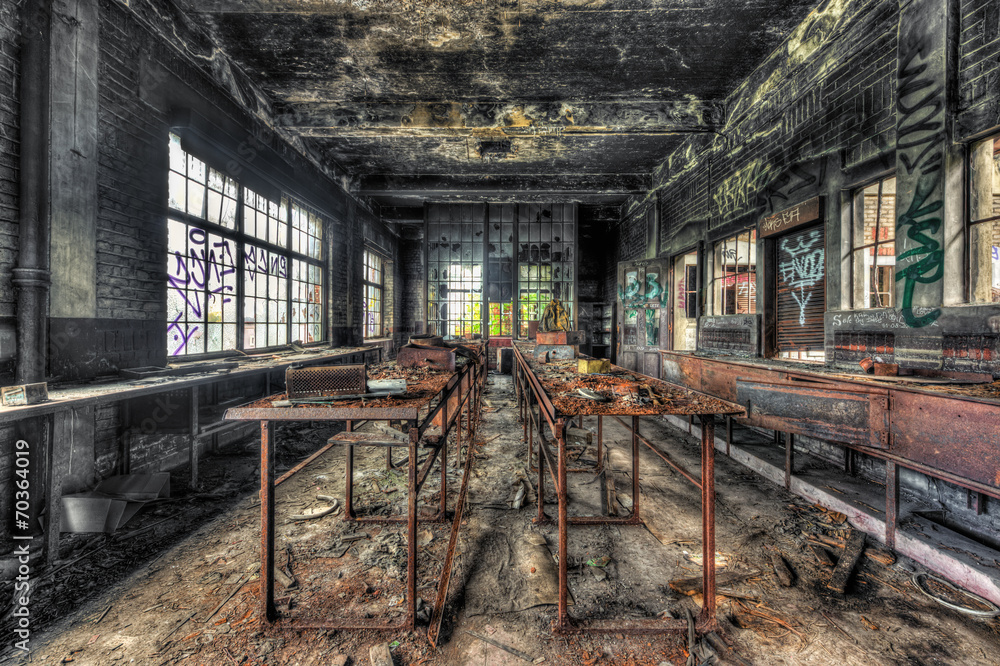 Dilapidated workshop in an abandoned coal mine Dilapidated workshop in an abandoned coal mine