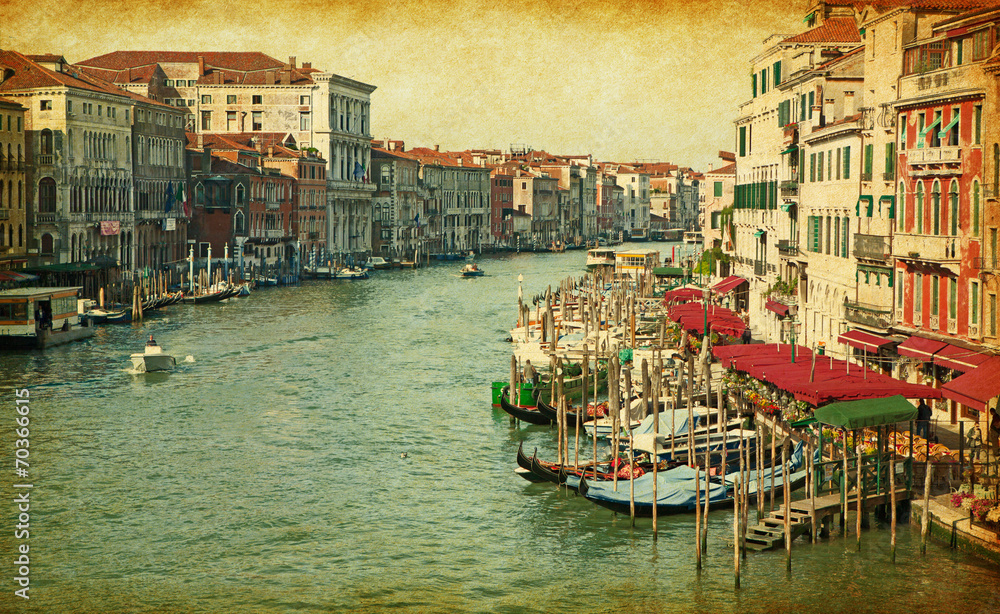 The Grand Canal in Venice, Italy. View from Rialto Bridge.