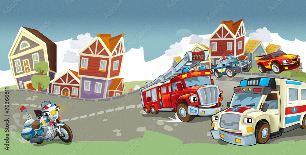 Naklejka premium Cartoon vehicles - illustration for the children