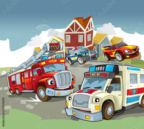 Obraz Cartoon pojazdów - ilustracja dla dzieci