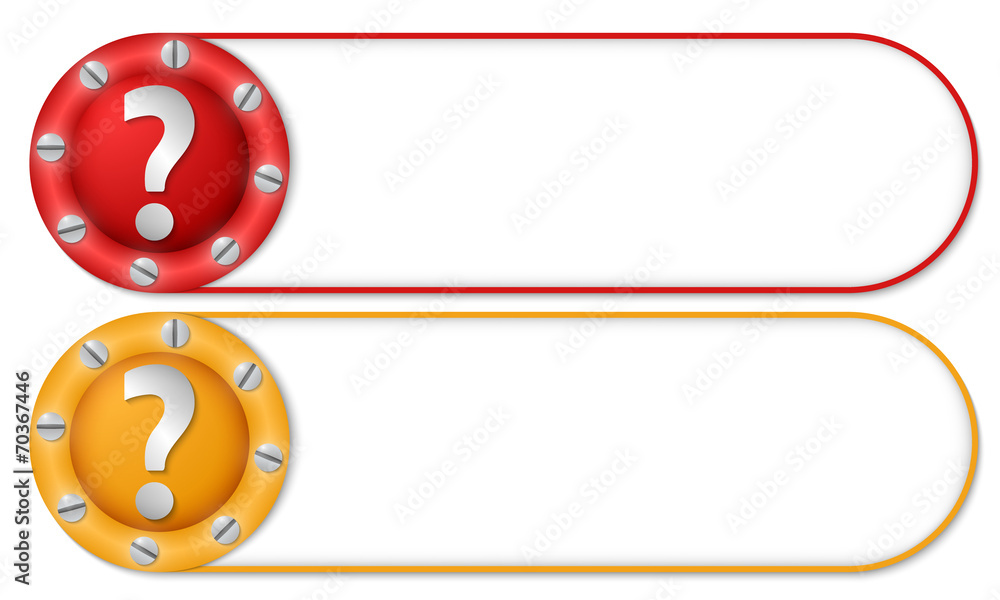 set of two buttons with screws and question mark set of two buttons with screws and question mark