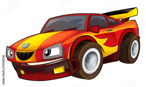 Cartoon sports car racing - illustration for the children