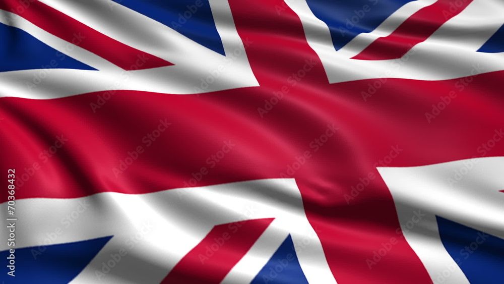 flag of the United Kingdom with fabric structure; looping flag of the United Kingdom with fabric structure; looping