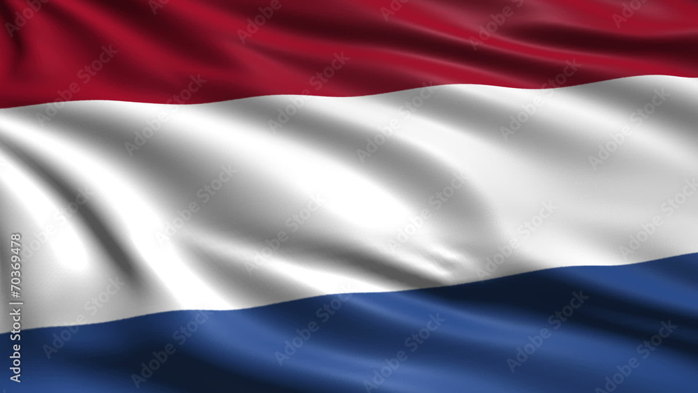 flag of Netherlands with fabric structure; looping flag of Netherlands with fabric structure; looping