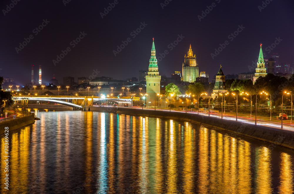 View of Moscow Kremlin by night - Russia