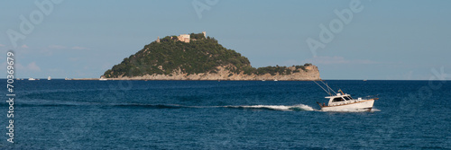 Boat and Island Gallinara
