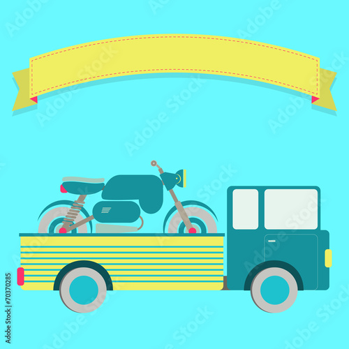 Truck towing motorcycle