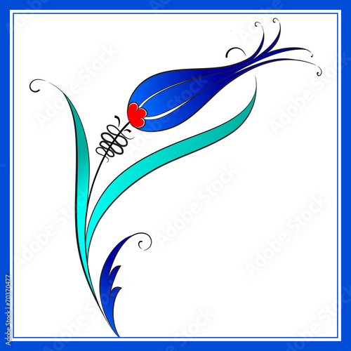 Vektörel Çini Motifi Lale Deseni İllüstrasyonu