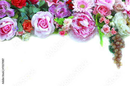 brightly colored artificial flowers