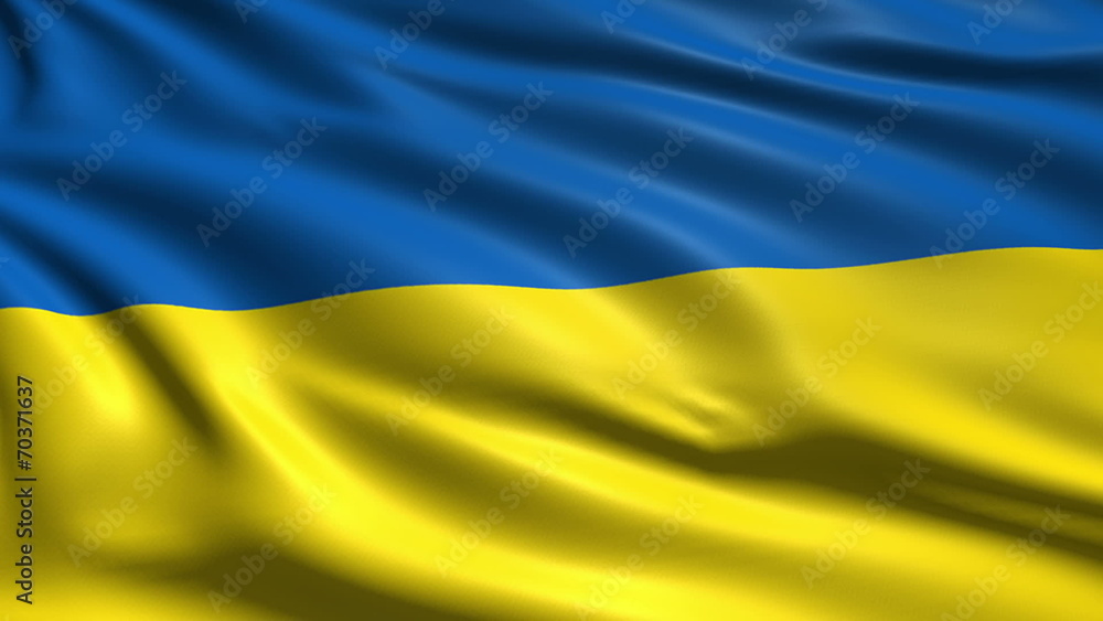 flag of Ukraine with fabric structure; looping flag of Ukraine with fabric structure; looping