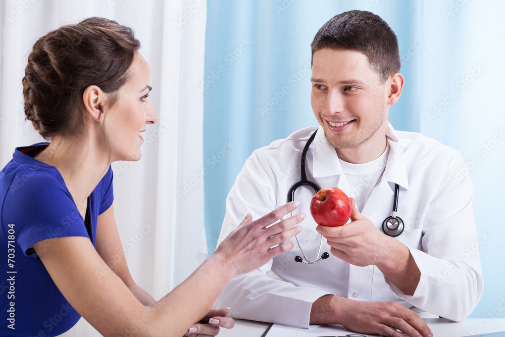 Doctor encouraging patient to health lifestyle Doctor encouraging patient to health lifestyle