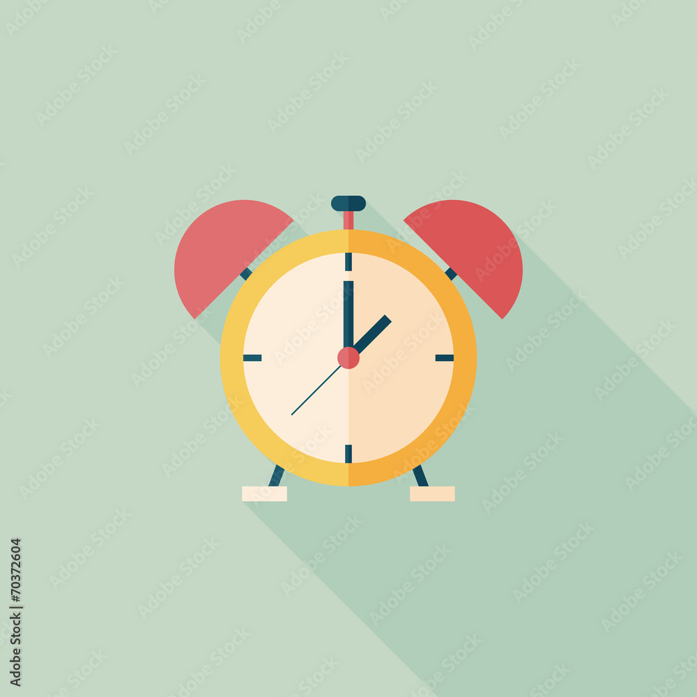 alarm clock flat icon with long shadow,eps10 alarm clock flat icon with long shadow,eps10