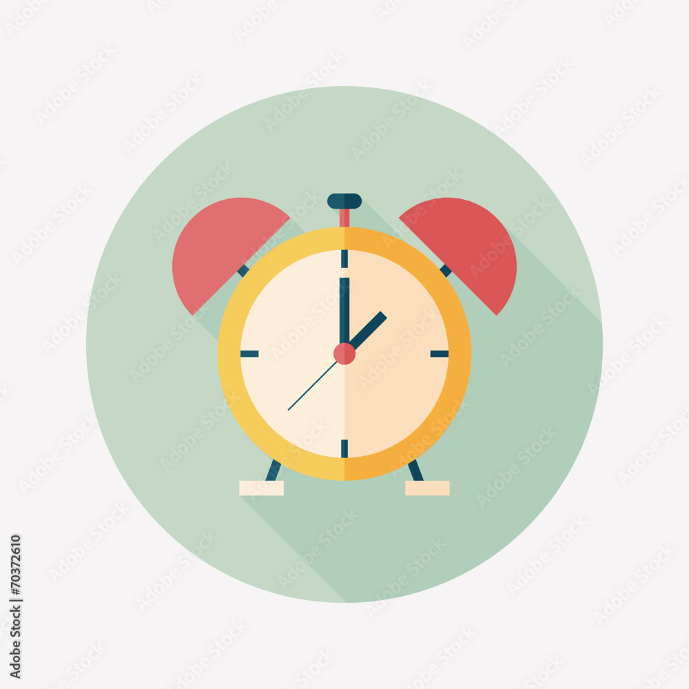 alarm clock flat icon with long shadow,eps10